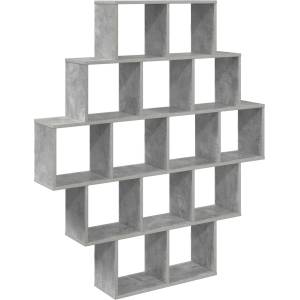 vidaXL Стенен рафт Бетонно сиво 120 x 20 x 136 см Инженерна дървесина (8012159)