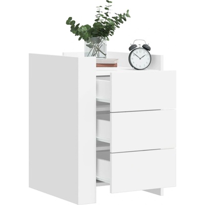 vidaXL Нощно шкафче, бяло, 45x50x65 см, инженерно дърво (848304)