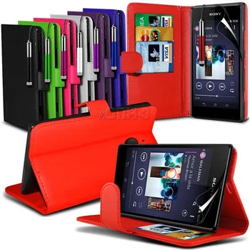 Image 1 of Sony Xperia E1/Dual Wallet Кожен Калъф + Протектор и Стилус