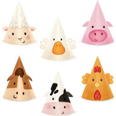 Párty čepičky farma 6ks - Party Pal
