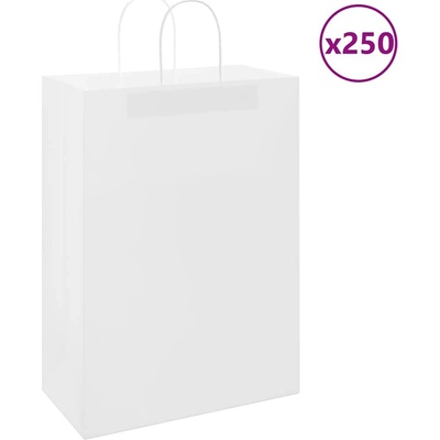 vidaXL Papírové tašky 250 ks s uchy bílé 32x17x44 cm