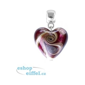 Lampglas Nádherný přívěsek Raspberry Kiss s perlou Lampglas S33