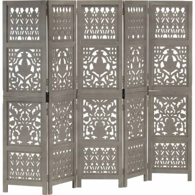 vidaXL Paraván 5-panelový 285333 šedý 165 x 200