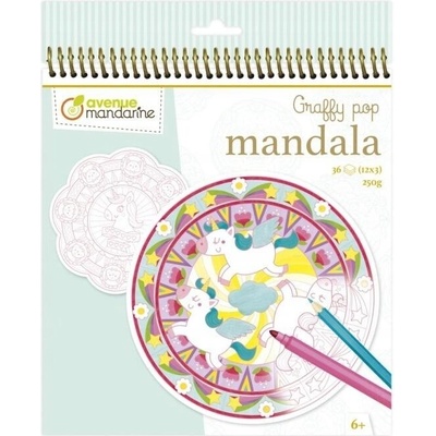 Omaľovánka mandala Mandarine jednorožec