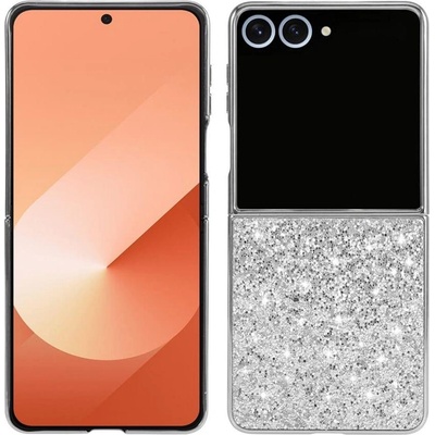 GKK Калъф с Блестяща Декорация за Samsung Z Flip 7, Glitter Case, Сребрист (5966011641695)