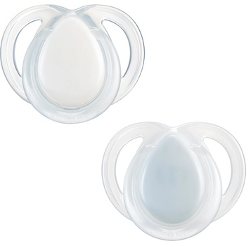 Tommee Tippee Ортодонтични залъгалки Tommee Tippee - Night Time със светеща в тъмното дръжка, Бяла и Синя с кутия за стерилизиране, 0-6 m, 2 броя (TT.0269)