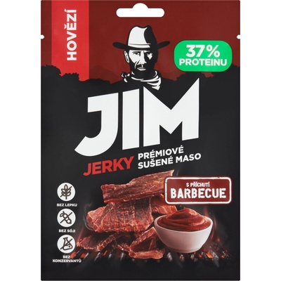 Jim Jerky Prémiové sušené maso hovězí s příchutí BBQ 23 g – Zboží Mobilmania