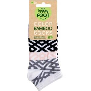 AGIVA Къси чорапи за жени от бамбук Agiva Happy Foottopia, Бял/Черен, размер 35-38 / 39-42 (AGIVA-077)