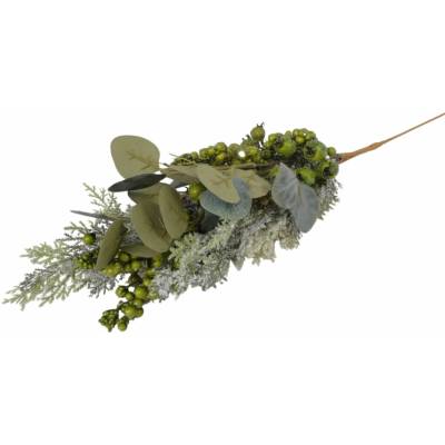 TUJA, JARABINA, EUKALYPTUS vetvička osnežená ZELENÁ 70cm