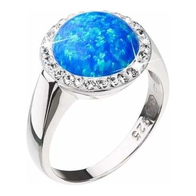 Pavona Stříbrný prsten se syntetickým opálem a s křišťály Preciosa modrý 35060.1 Blue s.Opal
