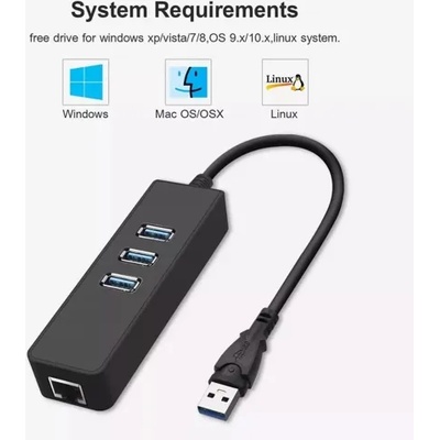 USB HUB с 3 USB 3.0 порта и Realtek Gbit LAN RJ45