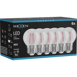 Mexen Vintis 6x LED филаментна крушка E27, G45, 4W, 55 lm, червена - L156-E27-04XX-45x06 (L156-E27-04XX-45x06)