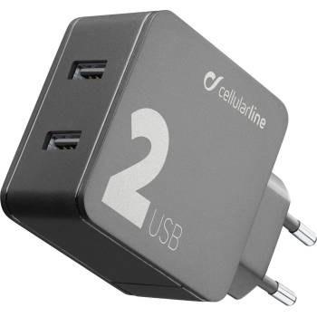 Cellularline Адаптер за зарядно 220V-2x12W USB с бързо зареждане 6222