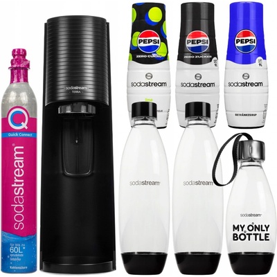 SodaStream Terra Černý 3 lahve + 3 Sirup Pepsi