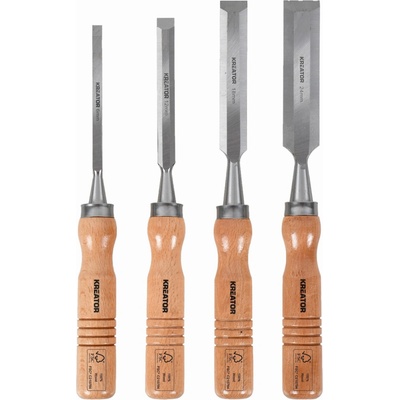 Kreator KRTH23603 - Dláta na dřevo sada 6, 12, 18, 24mm 4ks dřevěná rukojeť