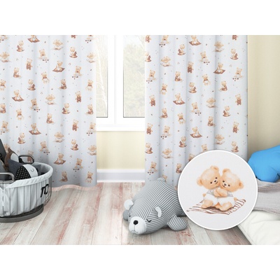 Biante Dětský bavlněný závěs Sandra SA-732 Medvědí miminka na bílém 150x160 cm