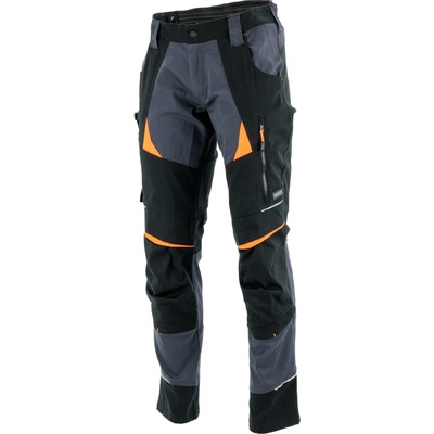 Sara Workwear Strečové kalhoty COTTONFLEX grafitové oranžové