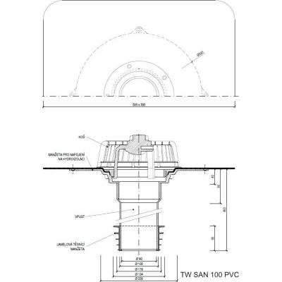 Sanačný vpust TW SAN PVC Typ: 100 PVC (106-116mm)