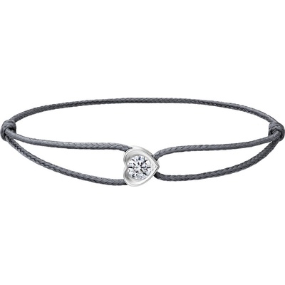 Tiami provázkový náramek Pure Love z bílého zlata s diamantem tmavě šedý BPVW22306