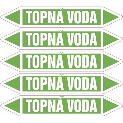 Grafiko | Topná voda - dle ČSN 13 0072 - Materiál fólie s ochrannou laminací, Rozměr aršík 5ks šipka 350x52mm