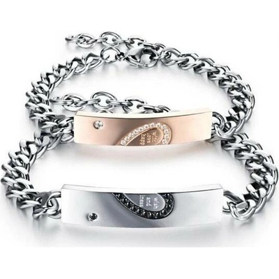 Titan Jewerly náramky pro dva z chirurgické oceli Heart Couple stříbrný GS793