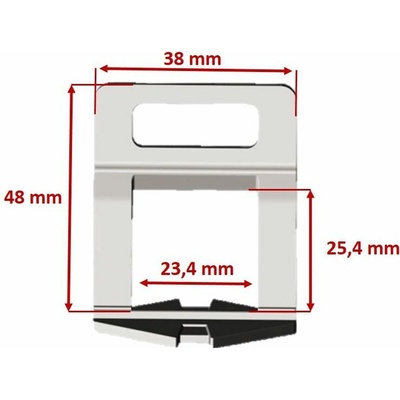 Plastico Nivelační spona pro sílu dlažby 12-21 mm a šířku spáry 1-3 mm Šířka spáry: 2,0 mm, Balení: 1000 ks