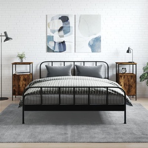 vidaXL Нощни шкафчета, опушен дъб, 41x31x80 см, инженерно дърво (825928)
