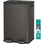 SONGMICS kitchen trash can - 2 x 30 liters - 2 compartments - including 15 trash bags - slate gray LTB741G01 (LTB741G01)