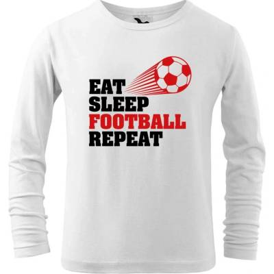 Dobrý triko Dětské bavlněné triko Eat sleep football Bílá