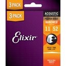 Elixir Nanoweb Phosphor Bronze Custom Light 3-Pack