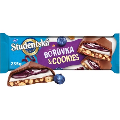 Orion Studentská pečeť Mléčná čokoláda Borůvka & Cookies 235 g
