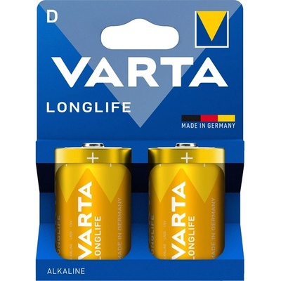 VARTA 4120101422 Longlife D (LR20) фолийни батерии 2бр. /опаковка (без пластмасова опаковка) (4120101422)