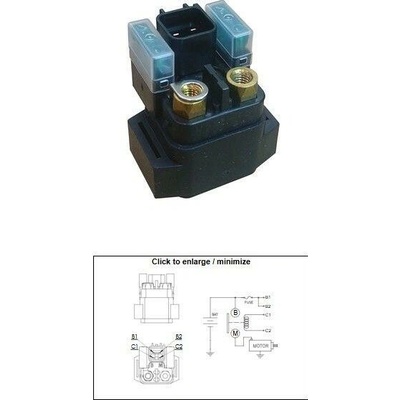 DZE startovací relé YAMAHA YFM 125 RAPTOR 11-13; YFM 250 RAPTOR 08-13; YFM 700 RAPTOR 13-20; YXR 450 RHINO 07-09; YXR 660 RHINO 07; YXZ 1000R 16-20 (4D3-81940-00; 5UG-81940-00) (12V/150A)