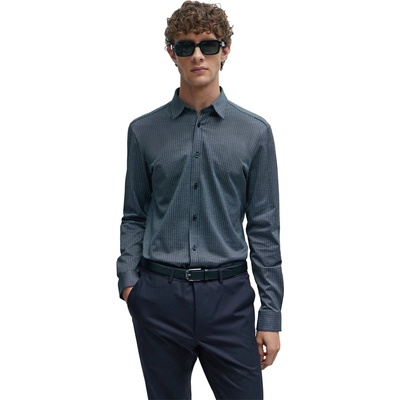 HUGO BOSS Men's S Roan Kent Oxford Long-Sleeve Shirt - Dark Blue