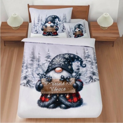 Jahu 3D obliečky mikrosatén Gnome sivý 140x200 70x90 45x45