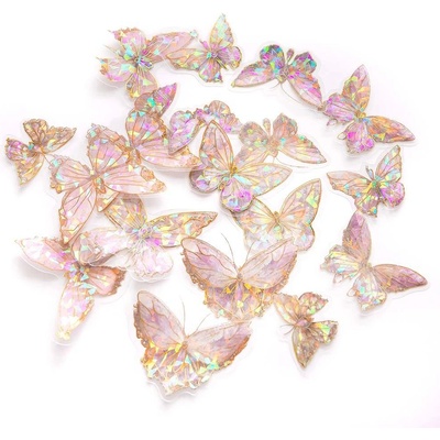 DP Craft samolepky průhledné 20 ks motýli crystal pink