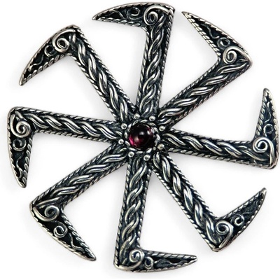 Drakkaria KOLOVRAT GRANÁT slovanský symbol Slunce přívěsek P4231
