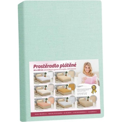 Bellatex Plátěné prestieradlo s gumou mentolové 90x200