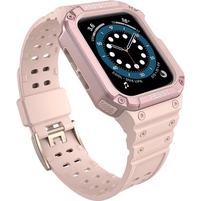 HQWear Комплект каишка + кейс HQWear за Apple Watch 7/6/5/4/3/2 / SE (45/44/42mm), Розов (9145576231760)