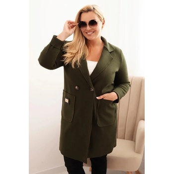 Dámske elegantné sako s golierom a veľkými vreckami Zelená