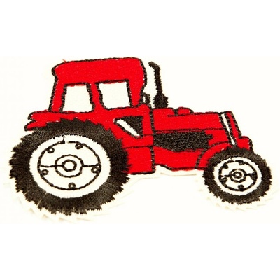 Nažehľovacia záplata - Traktor - zelená, modrá, oranžová, červená - rozmer 6,7 cm x 7 cm Traktor - červená