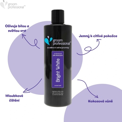 Groom Professional Bright White šampon pro bílou a světlou srst 4 l