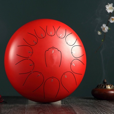 Tongue drum Kombinovaný tón C 30cm Červený