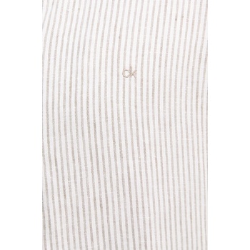 Calvin Klein Ленена риза Calvin Klein мъжка в бяло със стандартна кройка с класическа яка K10K109332 (K10K109332)