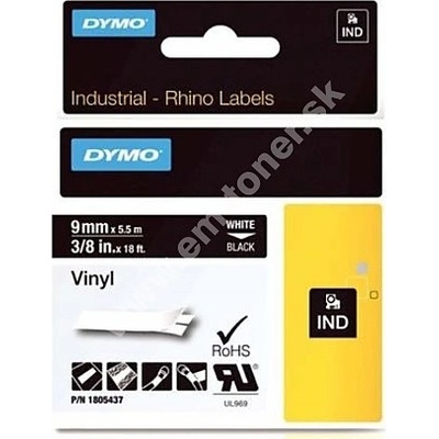 páska DYMO 1805437 PROFI D1 RHINO White On Black Vinyl Tape (9mm)