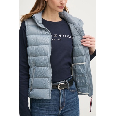 Tommy Hilfiger Пухен елек Tommy Hilfiger дамски в синьо преходен модел WW0WW43773 (WW0WW43773)