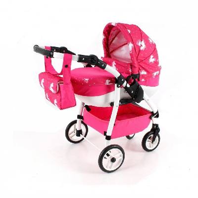 Dětský kočárek pro panenky Jasmine Kids otočná kola Barva: OK23 Unicorn