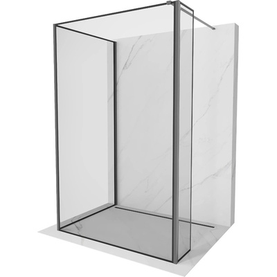 Mexen Kioto душ кабина Walk-in 90 x 80 x 30 см, черна рамка, gun metal - 800-090-080-221-95-70-030 (800-090-080-221-95-70-030)