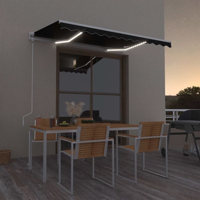 VidaXL Automatická markýza LED a senzor větru 350 x 250 cm antracitová