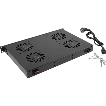 Lanberg Аксесоар Lanberg 19" fan unit / ventilation panel with lcd 4 fans + thermostat 230V black (AK-1503-B)